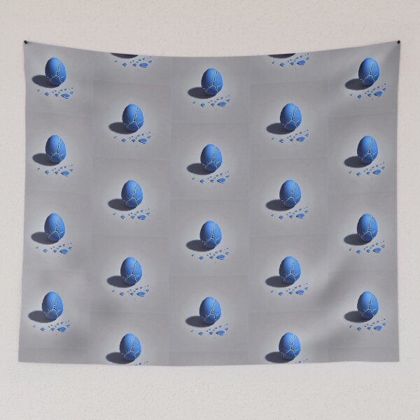 Item preview, Simple Pixel Things: Blue Object - Pixelated Blue Egg - Cracked Digital Art (Pixel Art, Minimalism, Light Gray Background) designed and sold by TrippyBunnyShop.