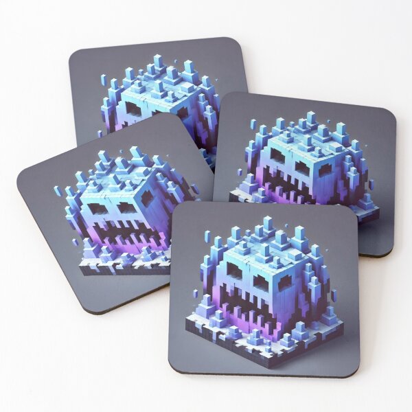Item preview, Simple Pixel Things: Blue Object - Pixelated Ghost Face - Retro Voxel Art (Pixel Art, Minimalism, Blue and Purple) designed and sold by TrippyBunnyShop.