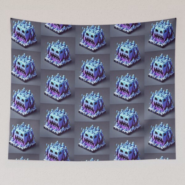 Item preview, Simple Pixel Things: Blue Object - Pixelated Ghost Face - Retro Voxel Art (Pixel Art, Minimalism, Blue and Purple) designed and sold by TrippyBunnyShop.