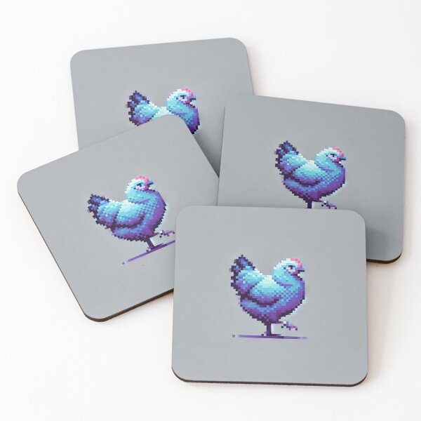 Item preview, Simple Pixel Things: Blue Object - Pixelated Chicken with Sunglasses - Retro Style (Pixel Art, Minimalism, Fun) designed and sold by TrippyBunnyShop.