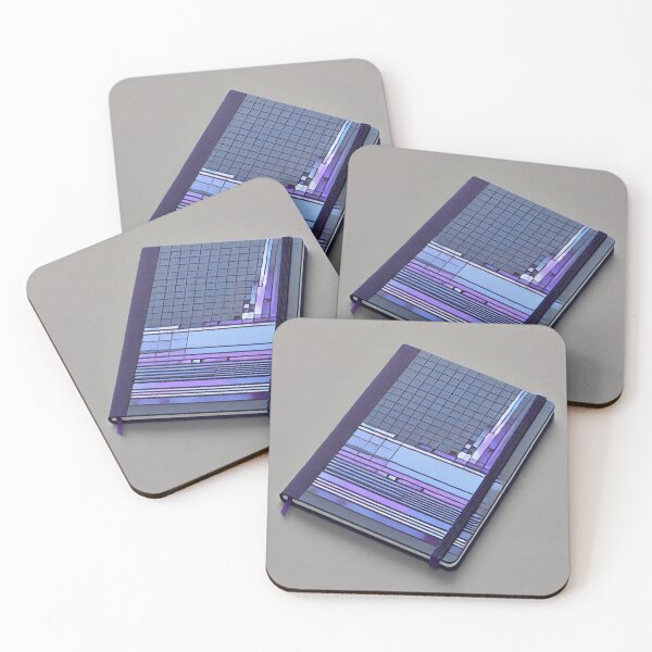 Item preview, Simple Pixel Things: Blue Object - Pixelated Notebook with Geometric Cover (Pixel Art, Minimalism, Blue and Purple) designed and sold by TrippyBunnyShop.