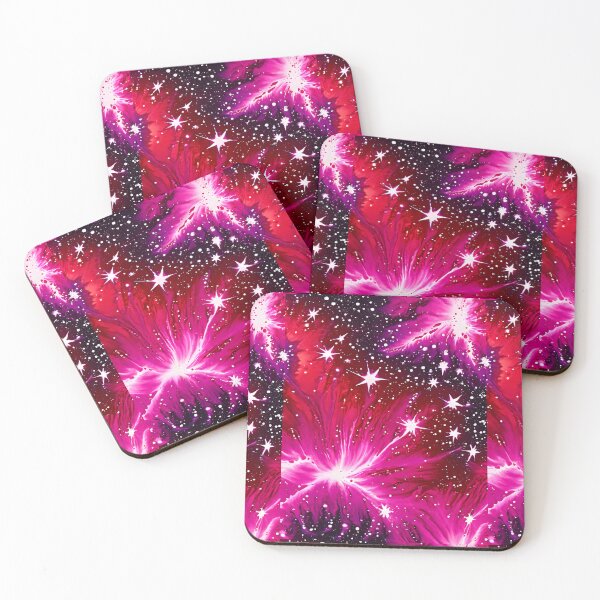 Item preview, MIDNIGHT FIREWORKS STARS *Red Maroon Pink Black* ABSTRACT PAINTING PRINT Contemporary Modern Fine Art Gallery designed and sold by Spinning Plates 360.
