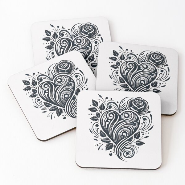 Item preview, Intricate Black Heart Design with Floral Details designed and sold by Desireehaz.