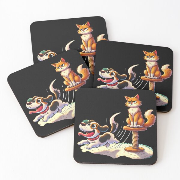 Item preview, Grumpy Cat vs. Tail-Chasing Dog Cartoon designed and sold by Desireehaz.