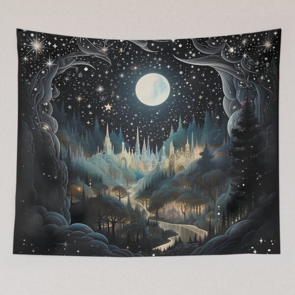 Item preview, Magical landscape. Starry sky with a castle. designed and sold by MagelliShop.