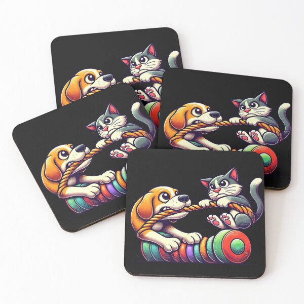 Item preview, Tug-of-War Tails - Playful Dog and cat Design designed and sold by Desireehaz.