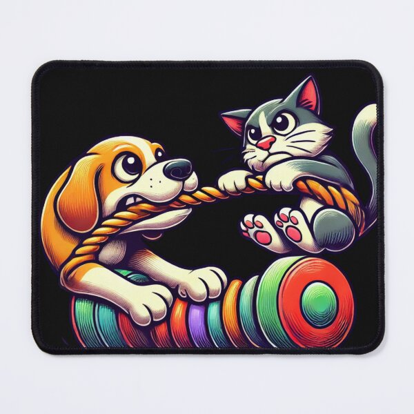 Item preview, Tug-of-War Tails - Playful Dog and cat Design designed and sold by Desireehaz.