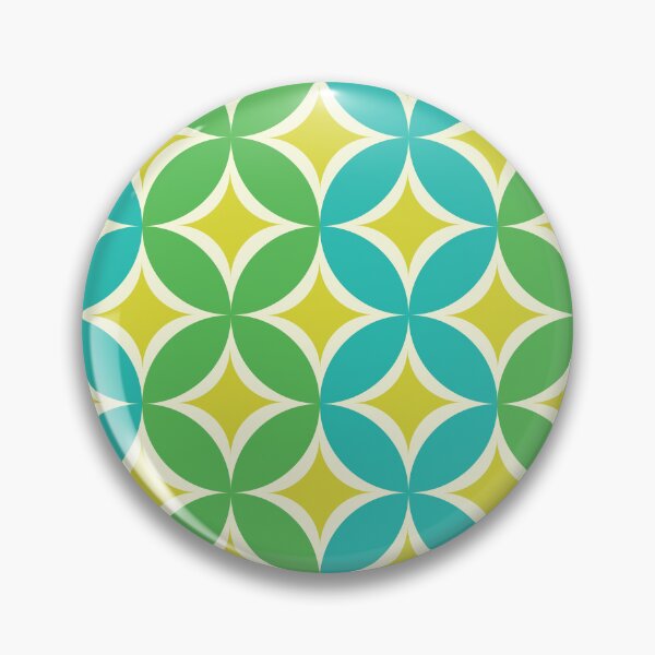 Item preview, Mid Century Yellow Atomic Starbursts on Green and Teal Circles Pattern  designed and sold by Yasminepatterns .