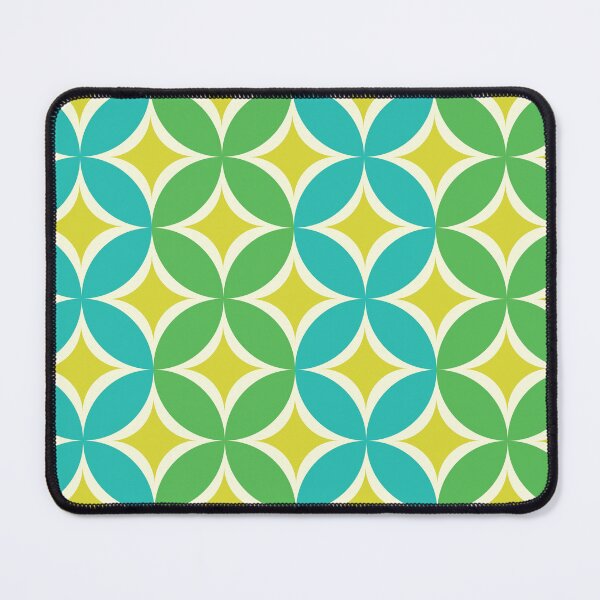 Item preview, Mid Century Yellow Atomic Starbursts on Green and Teal Circles Pattern designed and sold by Yasminepatterns .