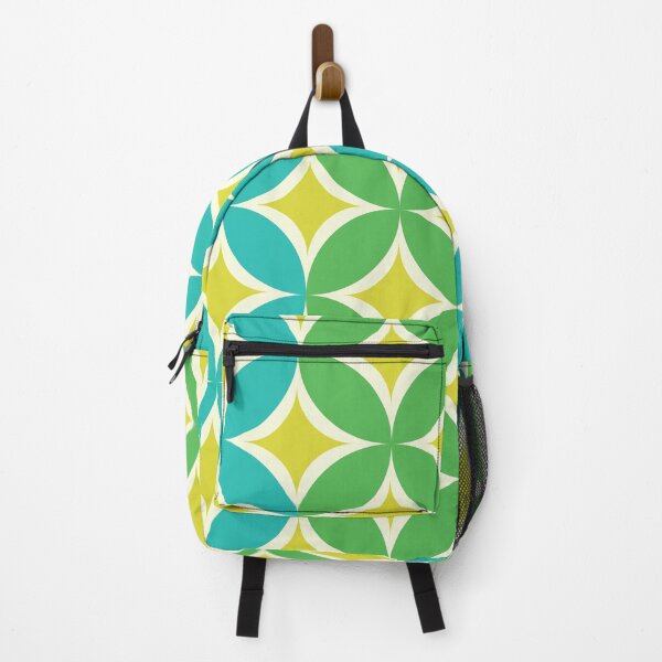 Item preview, Mid Century Yellow Atomic Starbursts on Green and Teal Circles Pattern designed and sold by Yasminepatterns .