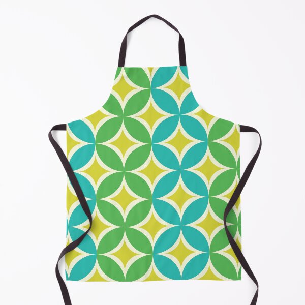 Item preview, Mid Century Yellow Atomic Starbursts on Green and Teal Circles Pattern designed and sold by Yasminepatterns .