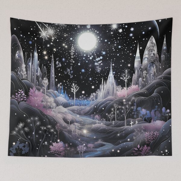 Item preview, Magical landscape. Starry sky with a castle. designed and sold by MagelliShop.