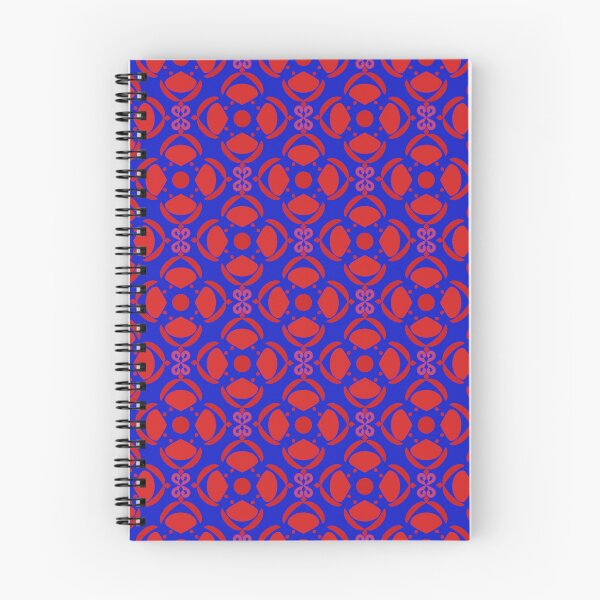 Item preview, A blue and red patterned fabric with a red flower design designed and sold by PWDigitalArt.