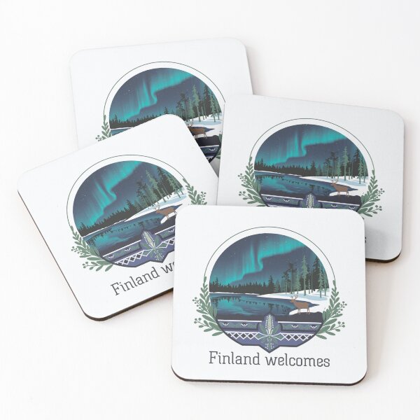 Item preview, Finland Welcomes Flag Map Helsinki, sauna, lakes designed and sold by AnimalsDH305.