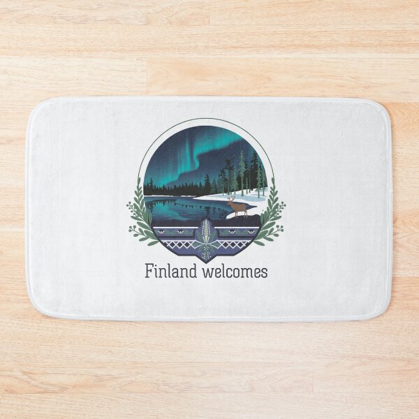 Item preview, Finland Welcomes Flag Map Helsinki, sauna, lakes designed and sold by AnimalsDH305.