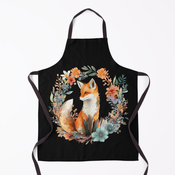 Item preview, watercolor fox with flowers designed and sold by CorvusLunaArt.