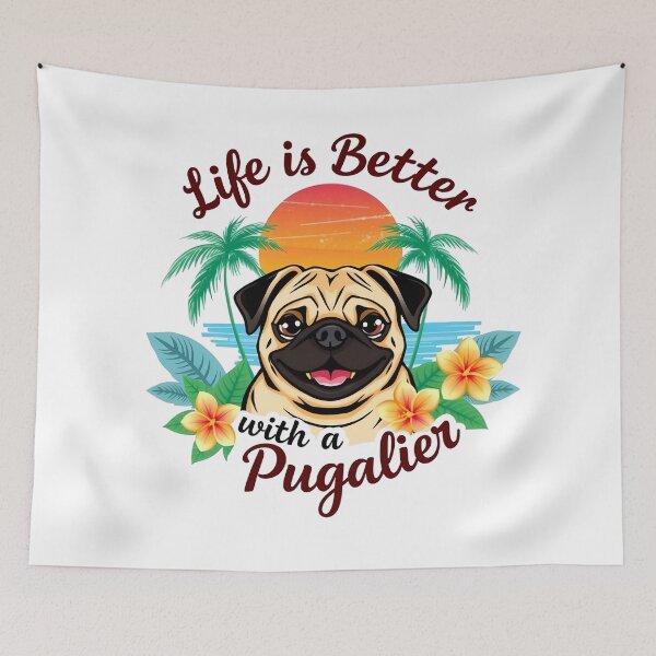 Item preview, Life is Better With Pugalier Beach Sunset Retro Vintage designed and sold by svarupa.
