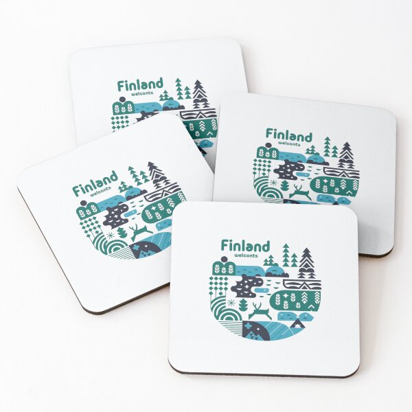 Item preview, Finland Welcomes Flag Map Helsinki, sauna, lakes designed and sold by AnimalsDH305.