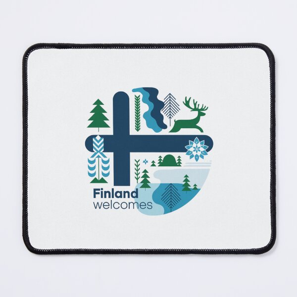 Item preview, Finland Welcomes Flag Map Helsinki, sauna, lakes designed and sold by AnimalsDH305.
