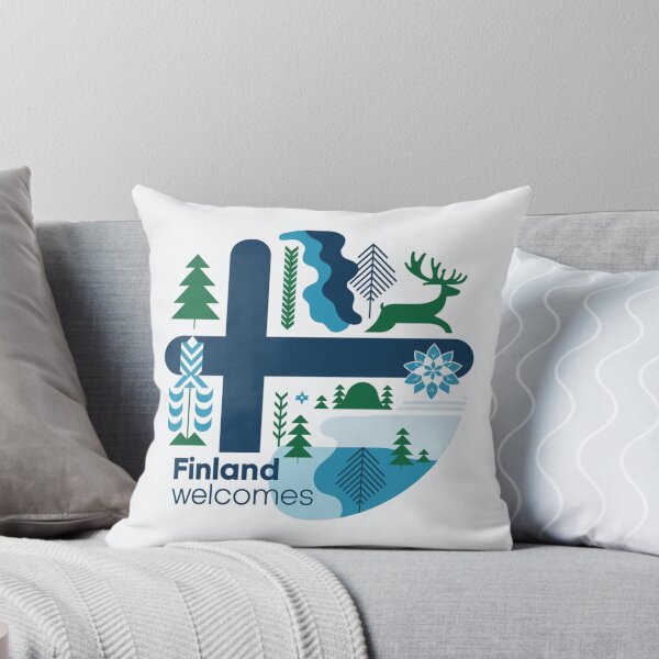 Item preview, Finland Welcomes Flag Map Helsinki, sauna, lakes designed and sold by AnimalsDH305.