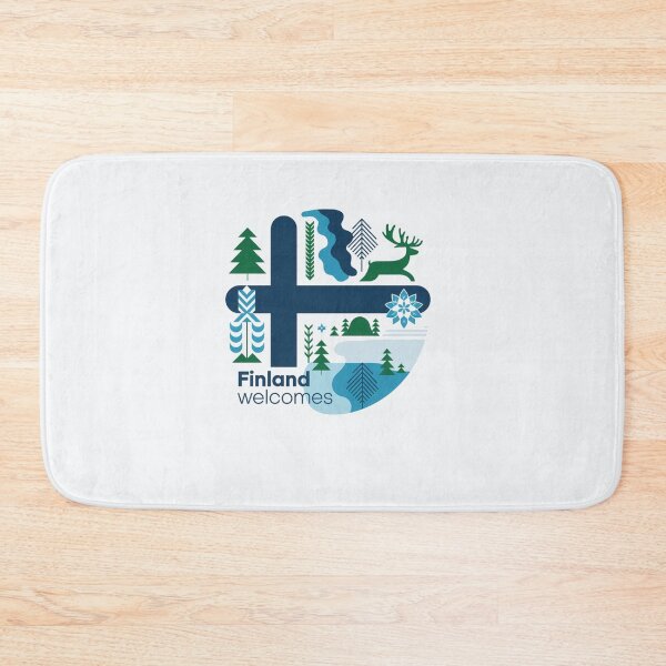 Item preview, Finland Welcomes Flag Map Helsinki, sauna, lakes designed and sold by AnimalsDH305.