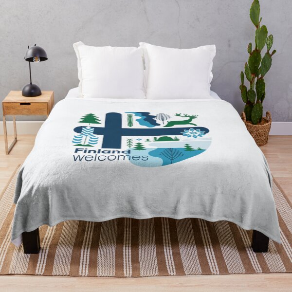 Item preview, Finland Welcomes Flag Map Helsinki, sauna, lakes designed and sold by AnimalsDH305.