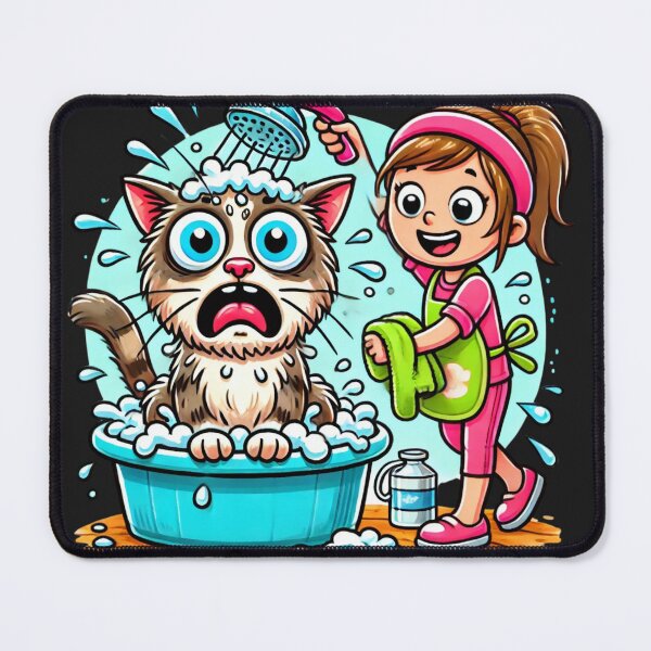 Item preview, Bath Time Blues - Funny Cat Cartoon designed and sold by Desireehaz.