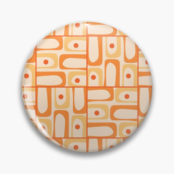 Item preview, Mid Century Modern Piquet Abstract Multi Tiled Geometric Pattern in Tangerine Orange Tones designed and sold by kierkegaard.