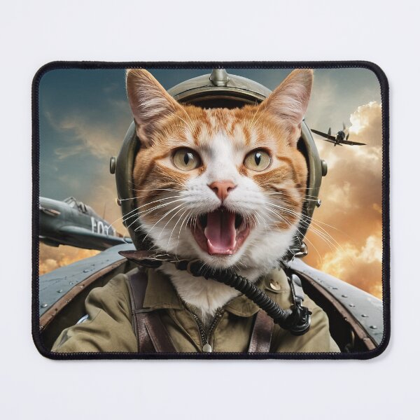 Item preview, Feline Ace: WWII Pilot Cat Amidst Chaos designed and sold by RK - Shop.