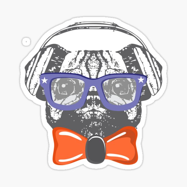 Vista previa del artículo con la obra «Pug with Eye Glasses - Camiseta», diseñado y vendido por Urbane  Designs.