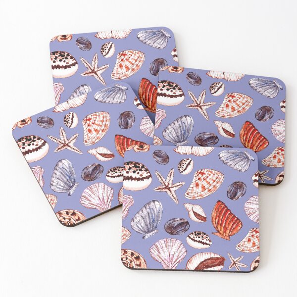 Item preview, Watercolor Seashells Pattern (Blue Background) designed and sold by andrebalest.art.