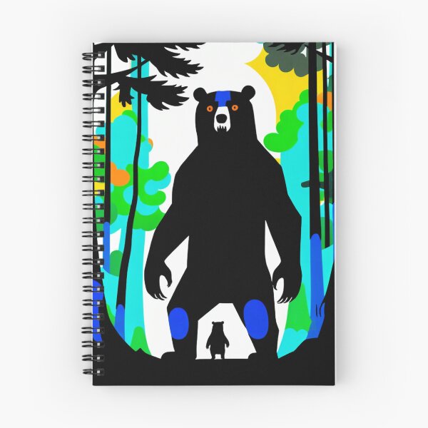 Item preview, Bear and Cub Silhouettes in Colorful Forest Scene designed and sold by RebelPaintBrush.
