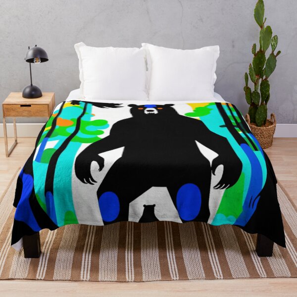 Item preview, Bear and Cub Silhouettes in Colorful Forest Scene designed and sold by RebelPaintBrush.