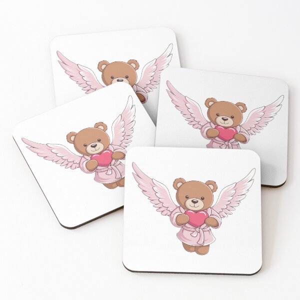 Item preview, Cute Artwork of an Angel Teddy Bear Holding a Heart designed and sold by CuteopiaGallery.