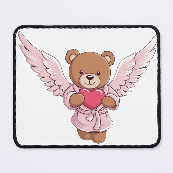Item preview, Cute Artwork of an Angel Teddy Bear Holding a Heart designed and sold by CuteopiaGallery.