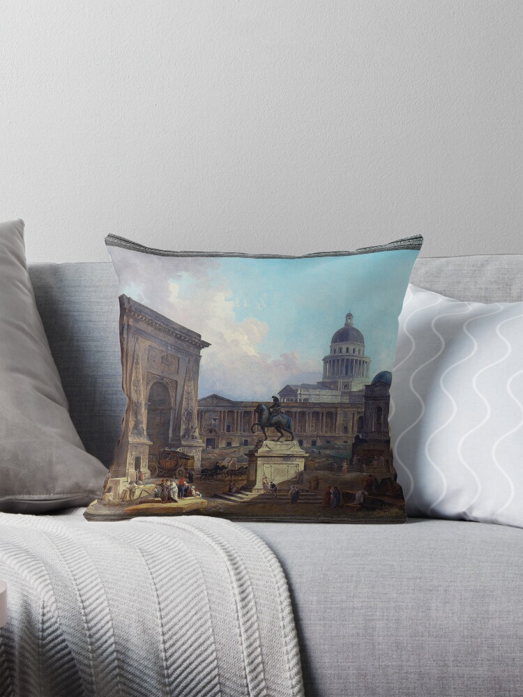 The Monuments of Paris by Hubert Robert Decorative Art Print Throw Pillow