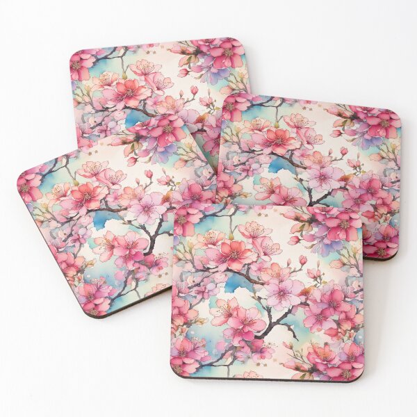 Item preview, Cherry blossoms flowers with stems pattern in watercolor  designed and sold by Designbes.