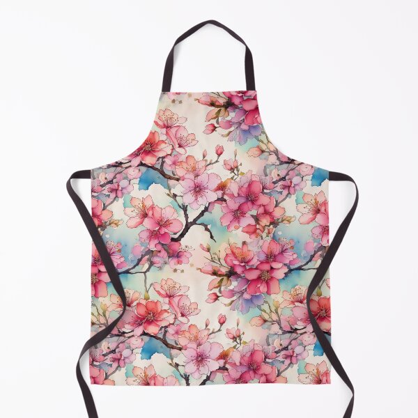 Item preview, Cherry blossoms flowers with stems pattern in watercolor  designed and sold by Designbes.