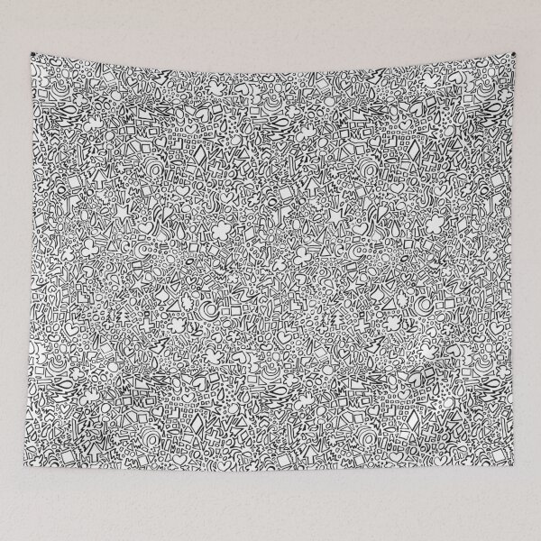Item preview, Black and white doodle pattern designed and sold by MAX DUCKWORTH.
