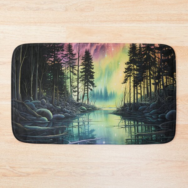 Item preview, Forest by the river.Forest landscape.Northern lights. designed and sold by MagelliShop.