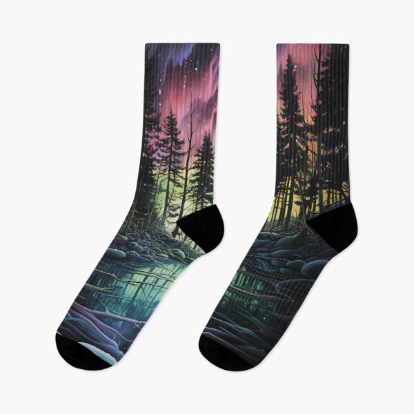 Item preview, Forest by the river.Forest landscape.Northern lights. designed and sold by MagelliShop.