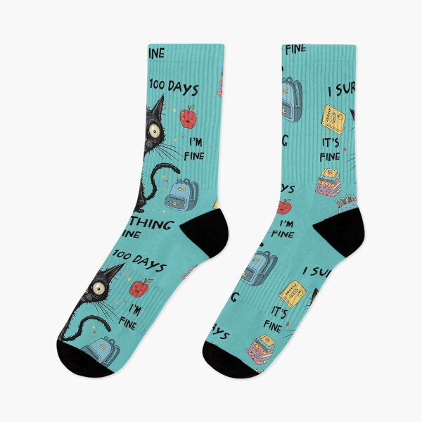 Item preview, I Survived 100 Days Of School It's Fine I'm Fine Black Cat Funny designed and sold by d247.