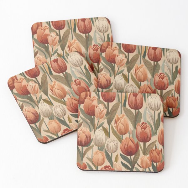 Item preview, Tulip silhouettes in earthy vintage tones designed and sold by Designbes.