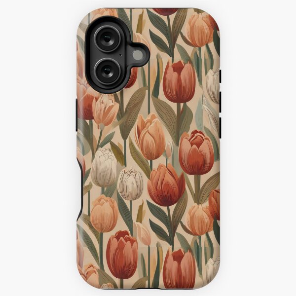 Aperçu de l'œuvre Silhouettes de tulipes aux tons terreux vintage créée et vendue par Designbes.