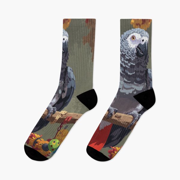 Item preview, Vibrant chatterbox the talkative african grey parrot designed and sold by MadeByHaresShop.