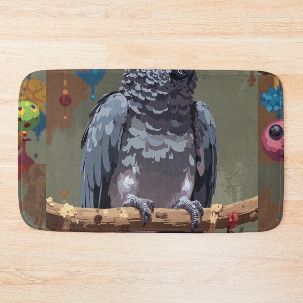 Item preview, Vibrant chatterbox the talkative african grey parrot designed and sold by MadeByHaresShop.