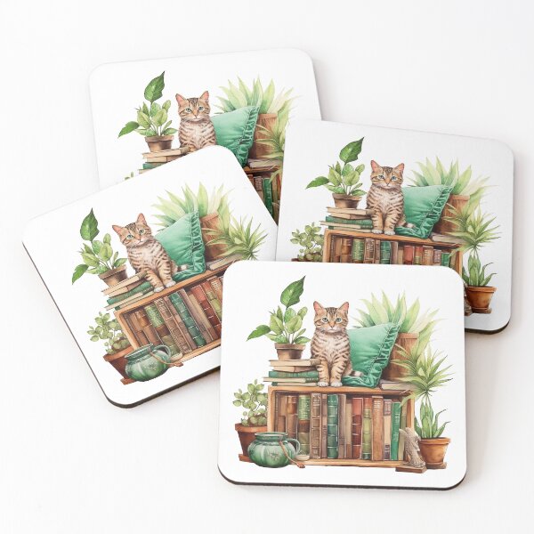 Item preview, Cat and Books designed and sold by Lecturarte.