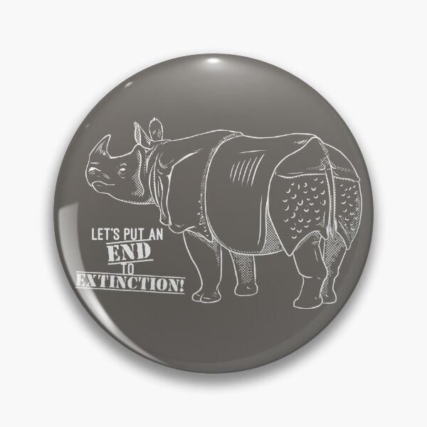 Item preview, "Let's Put an END to Extinction!" Rhino - white outline designed and sold by ArtByBreah.