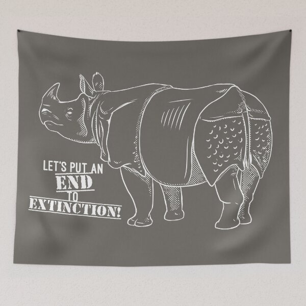 Item preview, "Let's Put an END to Extinction!" Rhino - white outline designed and sold by ArtByBreah.