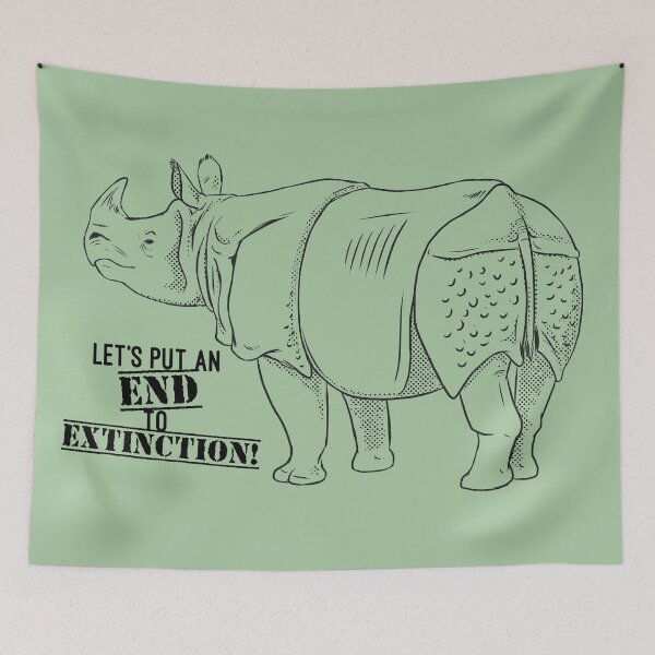 Item preview, "Let's Put an END to Extinction!" Rhino - black outline designed and sold by ArtByBreah.